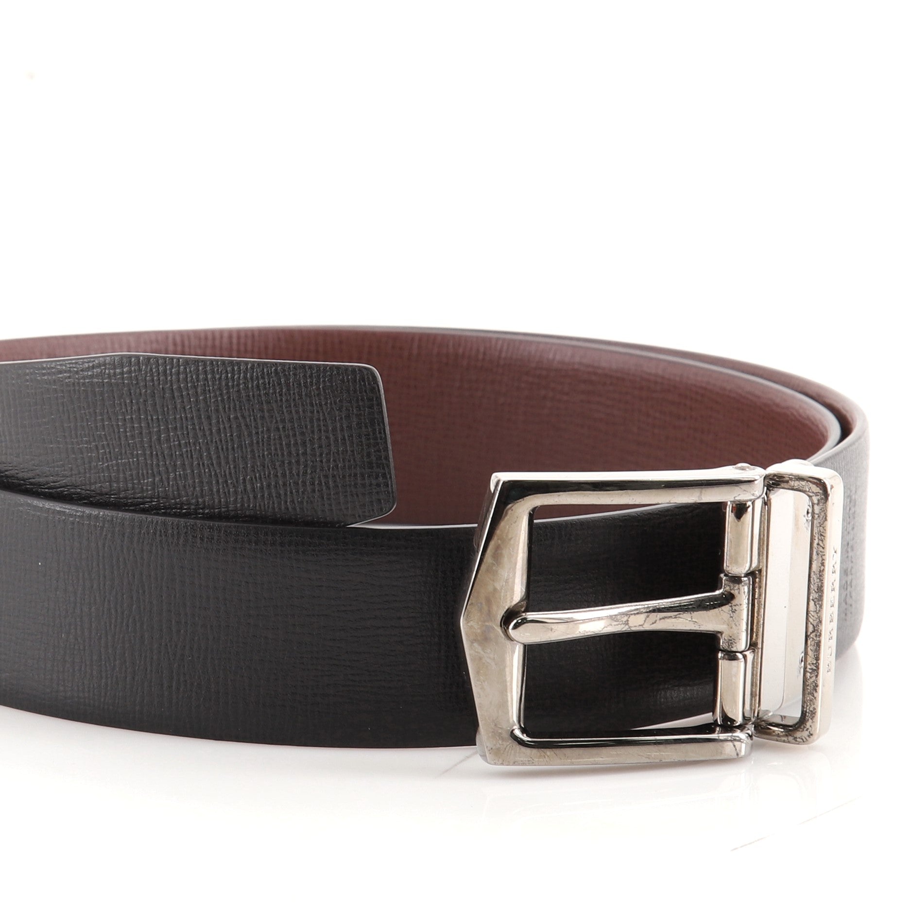 Buckle Reversible Belt Leather Wide 80