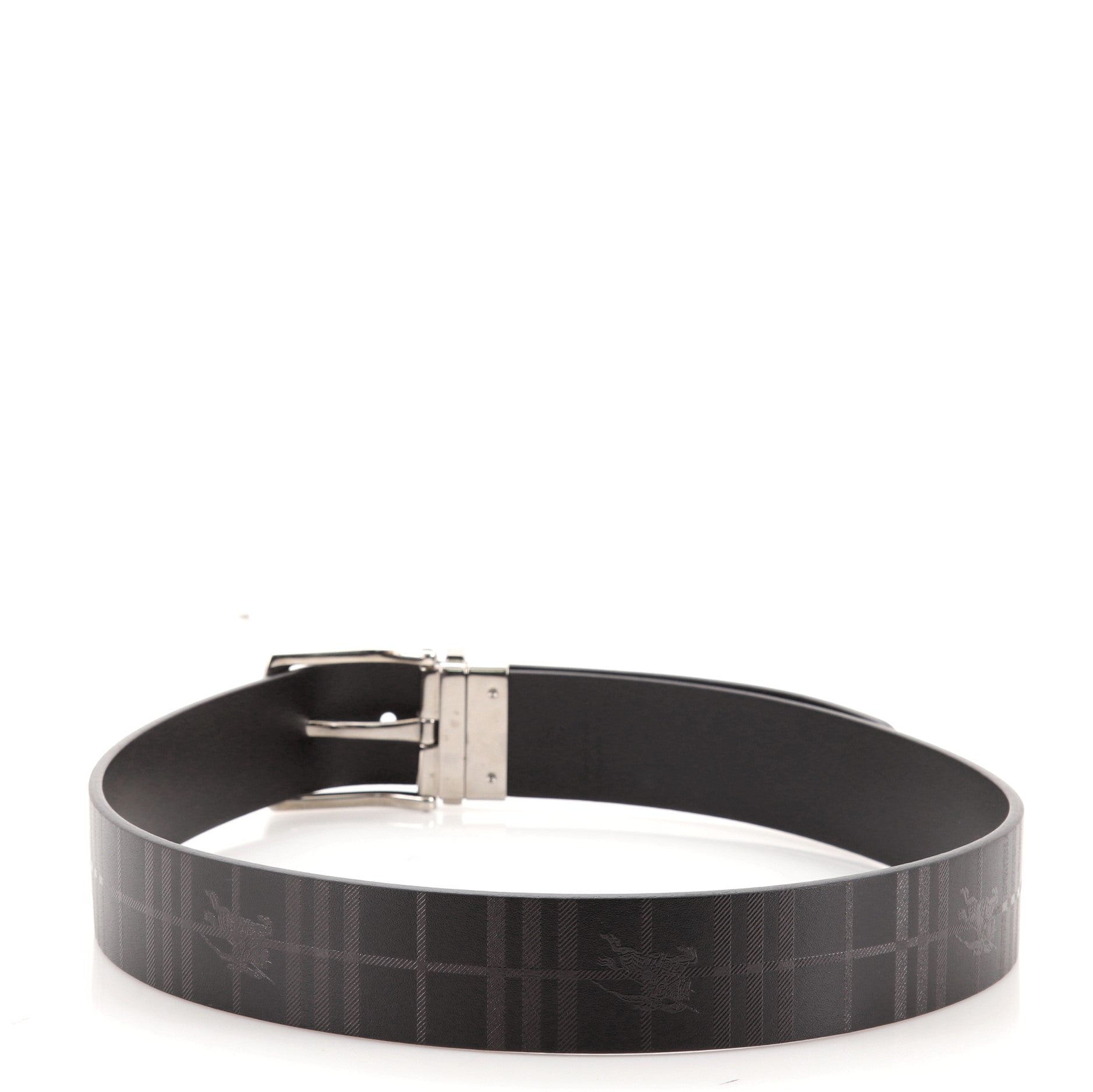 Clarke Reversible Buckle Belt Haymarket Embossed Leather Wide 80