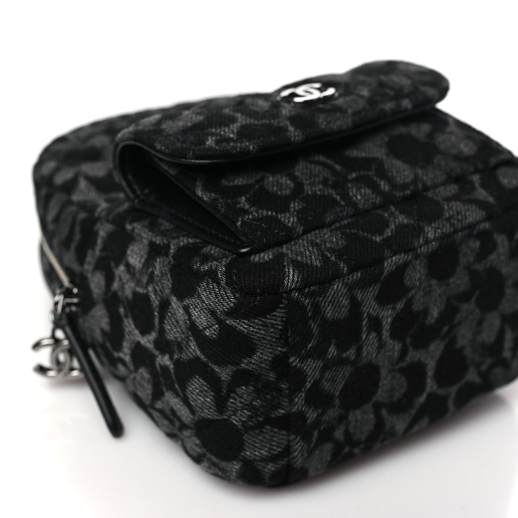 Denim Quilted Flower CC Mini Classic Backpack Black
