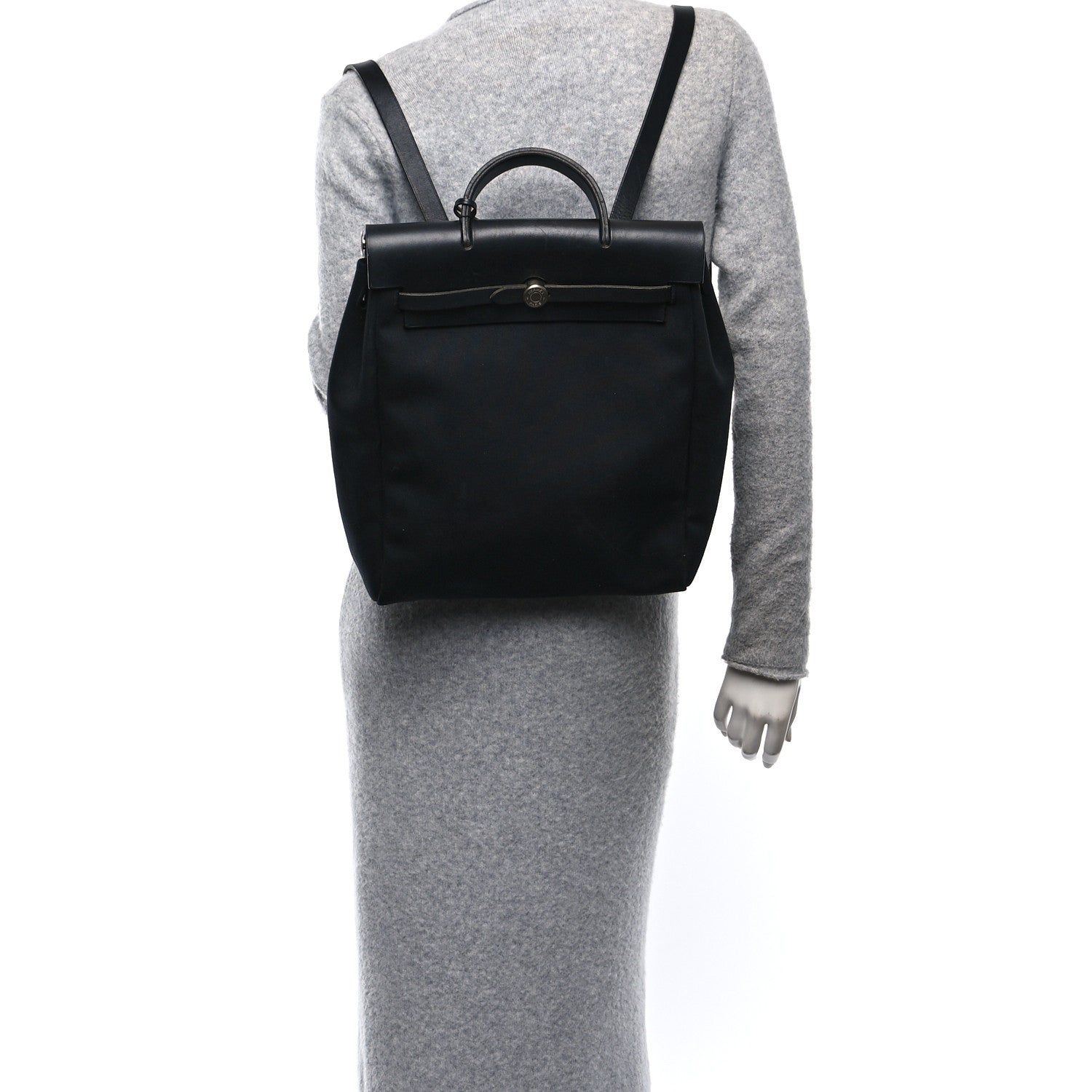Toile Vache Calfskin Herbag 30 PM Backpack Black