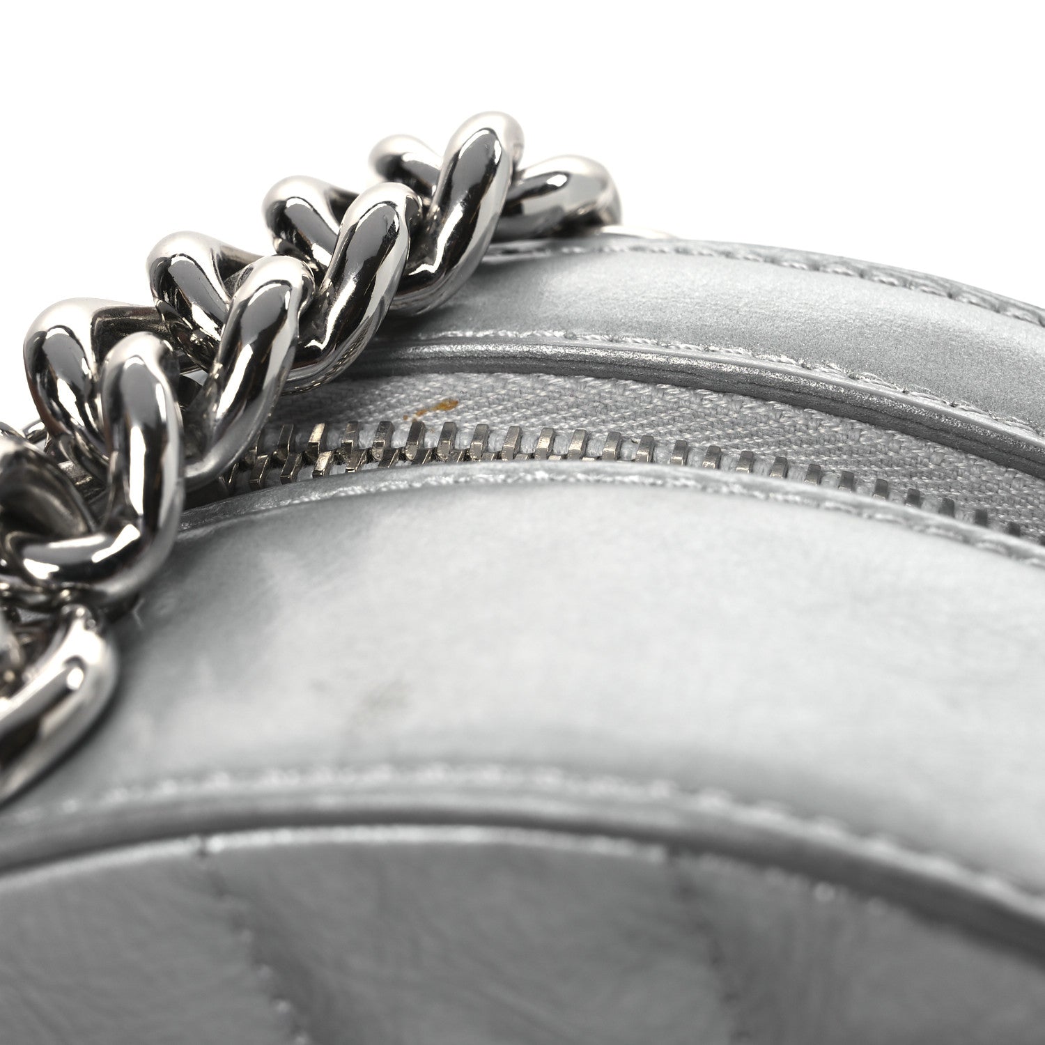 Metallic Glazed Calfskin Round As Earth Evening Bag Silver