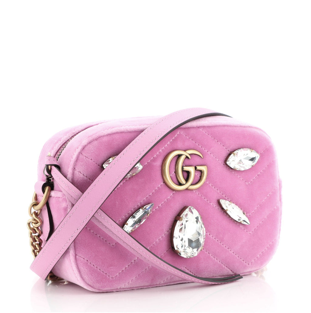 GG Marmont Shoulder Bag Crystal Embellished Matelasse Velvet Mini