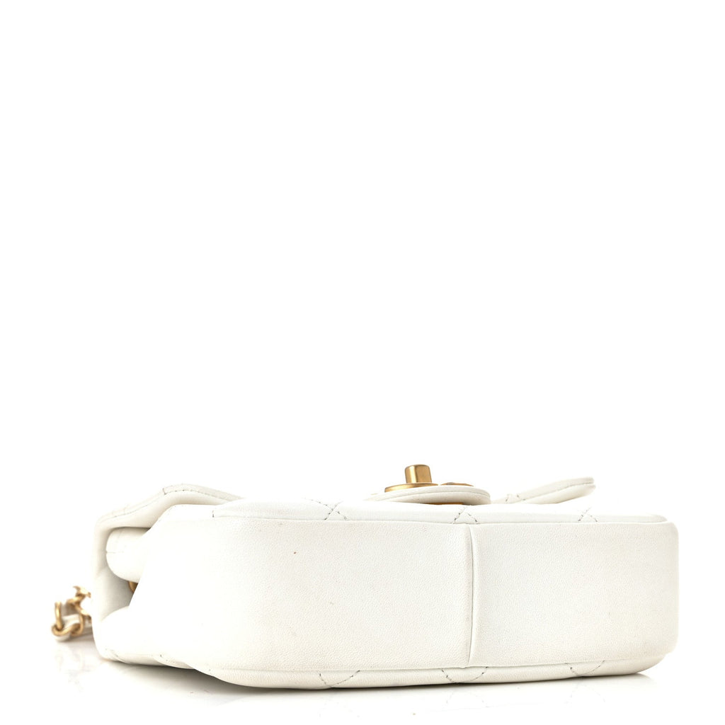 Lambskin Quilted Small In The Loop Handle Flap Bag White