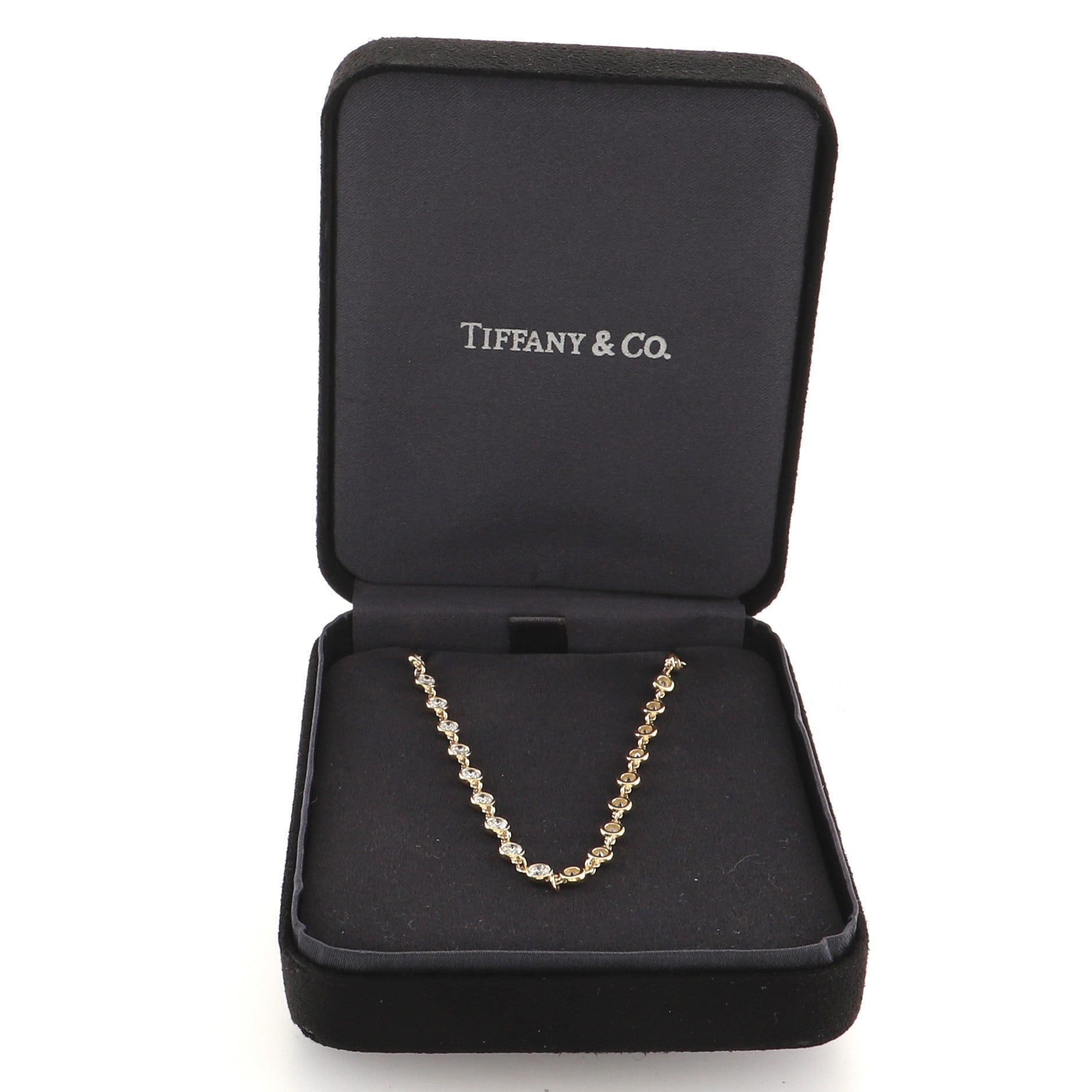 Elsa Peretti Diamonds By The Yard Continuous Necklace 18K Yellow Gold and Diamonds 4mm