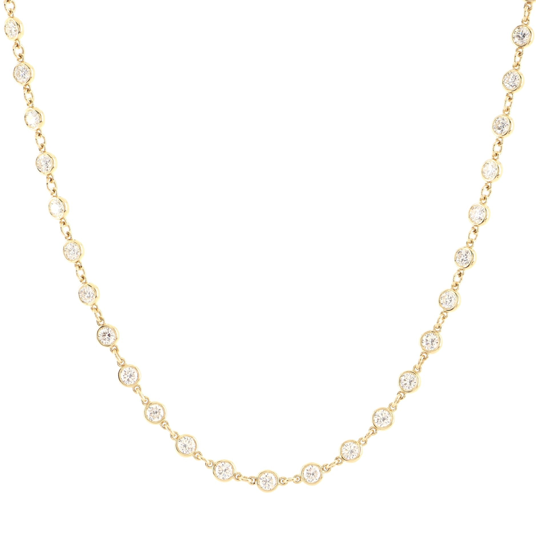 Elsa Peretti Diamonds By The Yard Continuous Necklace 18K Yellow Gold and Diamonds 4mm