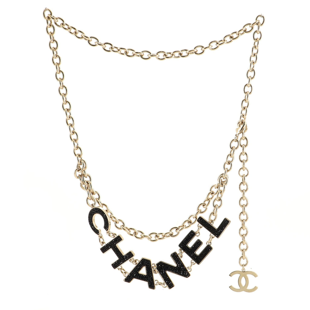 Logo Chain Belt Metal  with Crystals 80
