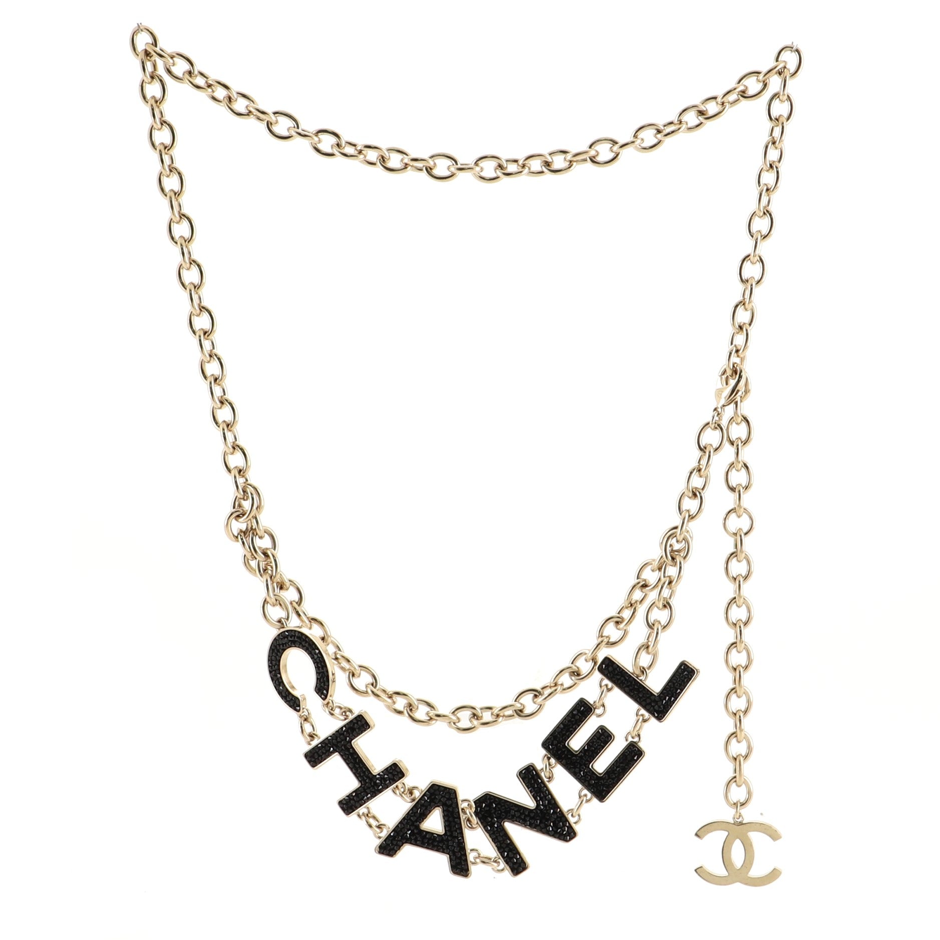 Logo Chain Belt Metal  with Crystals 80