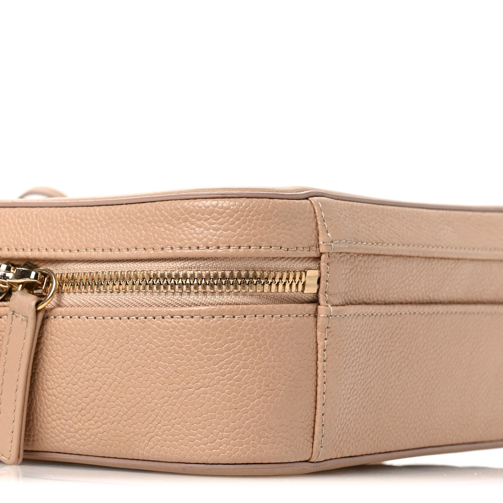 Caviar Quilted Medium CC Filigree Vanity Case Beige