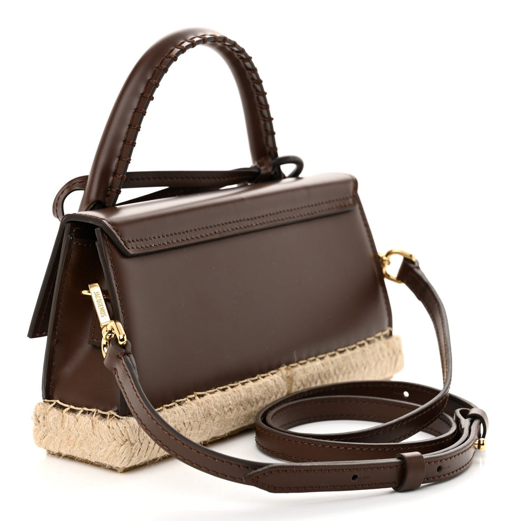 Calfskin Raffia Le Chiquito Long Cordao Brown