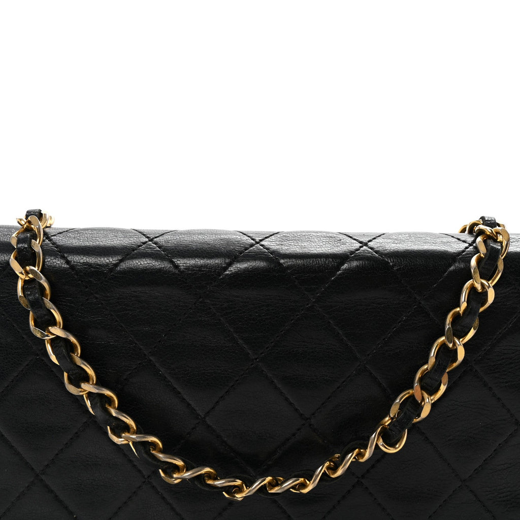 Lambskin Quilted Small Single Flap Bag Black