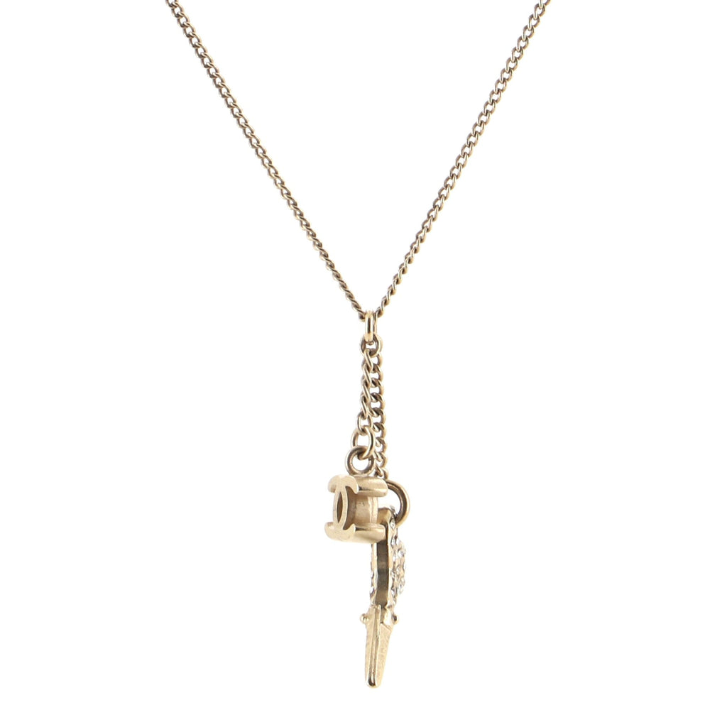 CC Scissor Pendant Necklace Embellished Metal