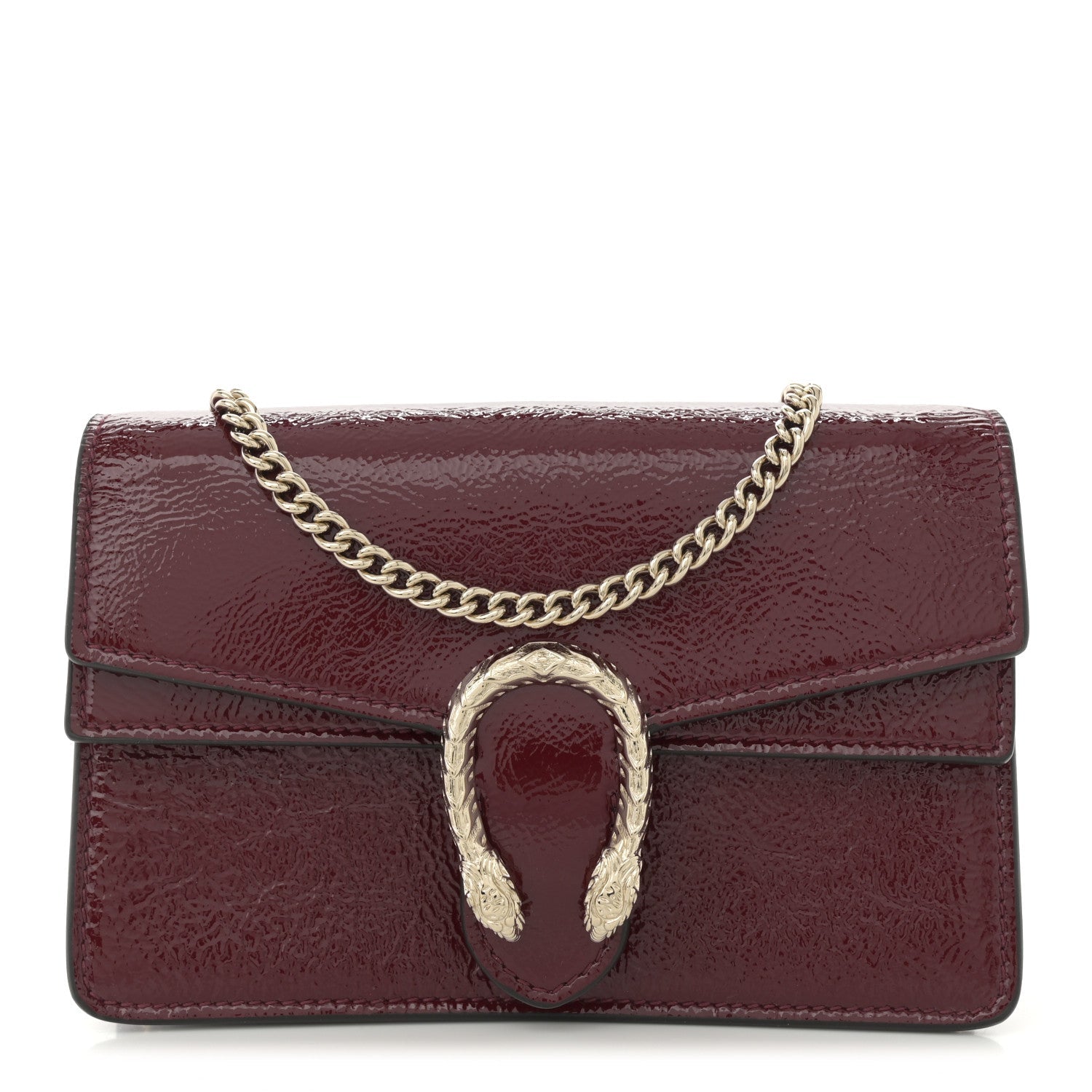 Crinkled Patent Super Mini Dionysus Shoulder Bag Rosso Ancora Red