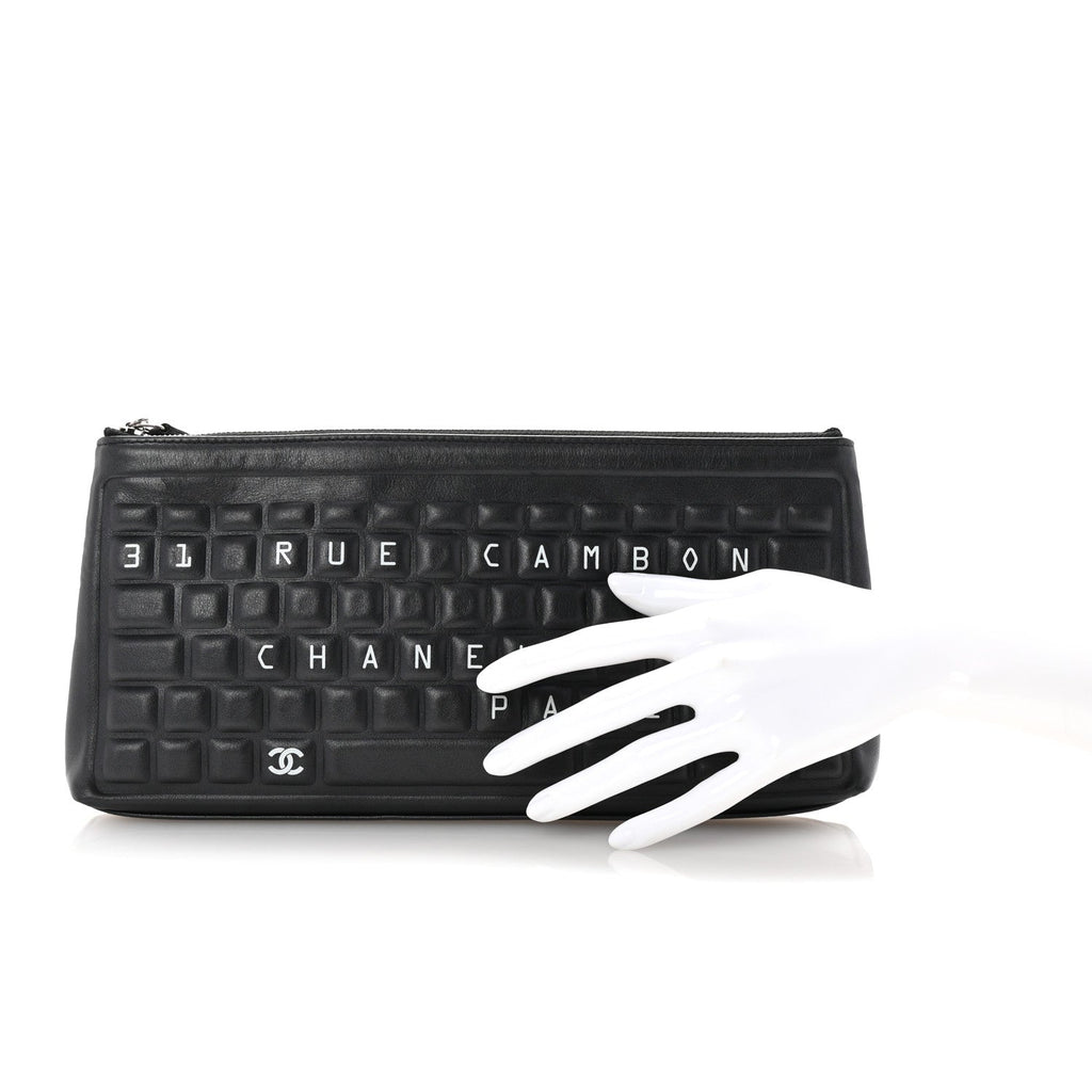 Metallic Calfskin Keyboard Pouch Black