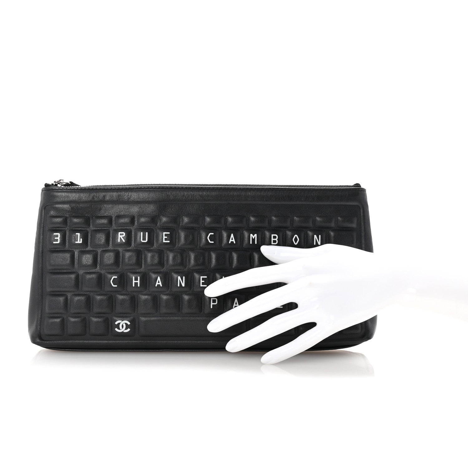 Metallic Calfskin Keyboard Pouch Black