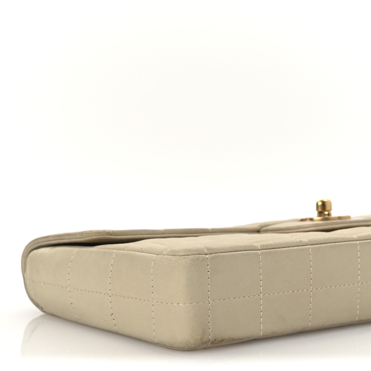 Lambskin East West Chocolate Bar Flap Ivory