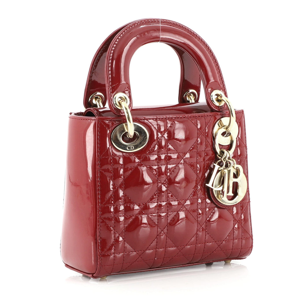 Lady Dior Chain Bag Cannage Quilt Patent Mini