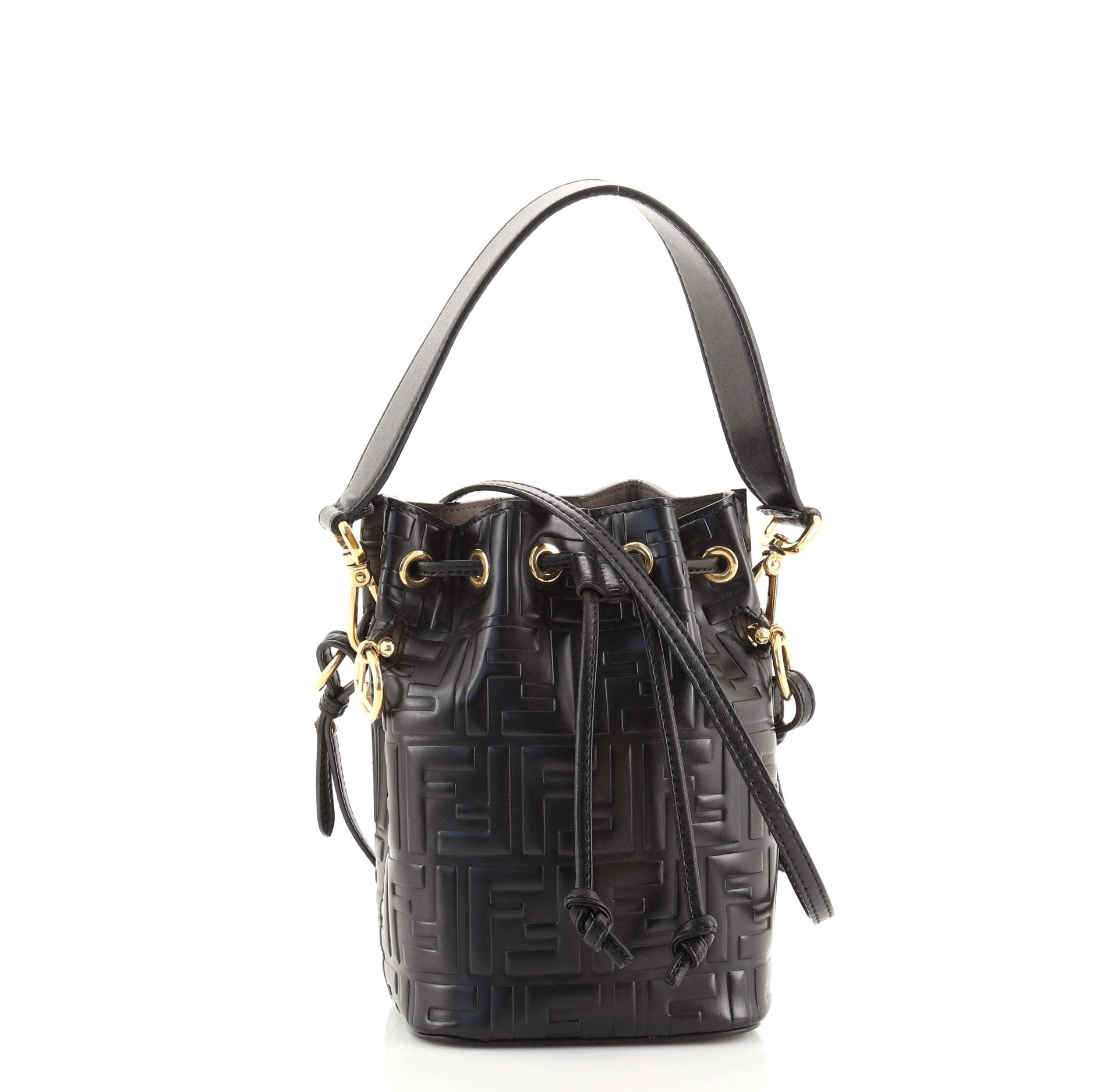 Mon Tresor Bucket Bag Zucca Embossed Leather Mini