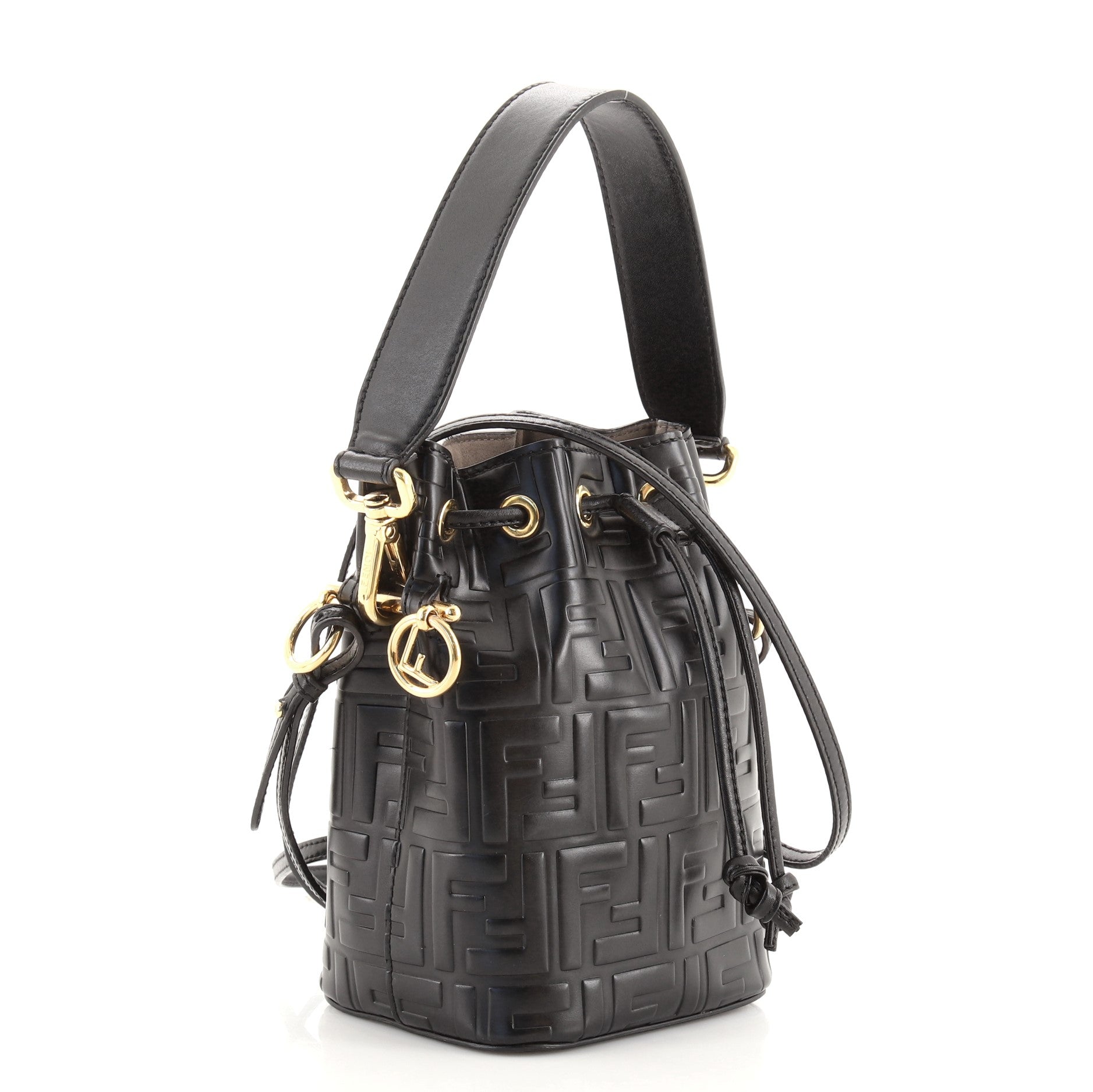 Mon Tresor Bucket Bag Zucca Embossed Leather Mini