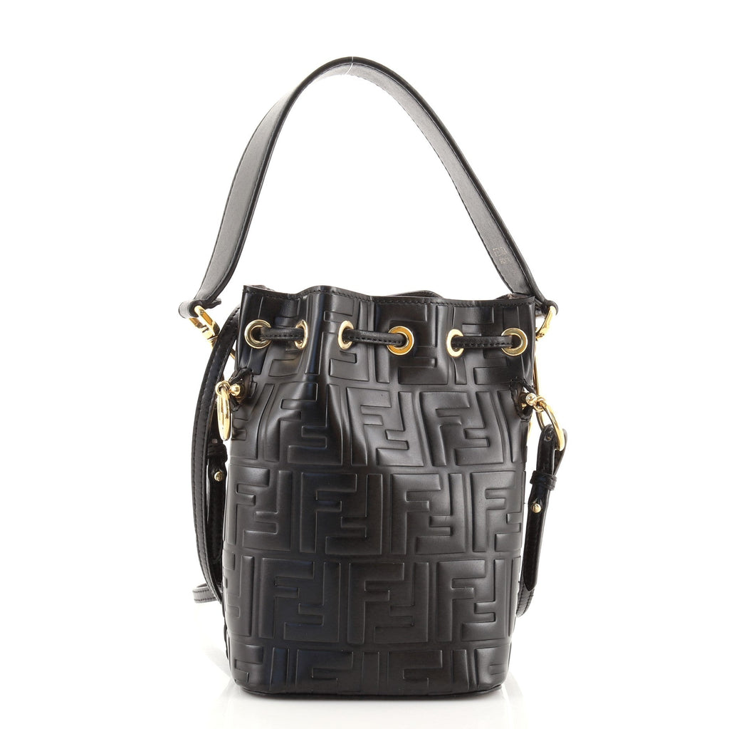 Mon Tresor Bucket Bag Zucca Embossed Leather Mini
