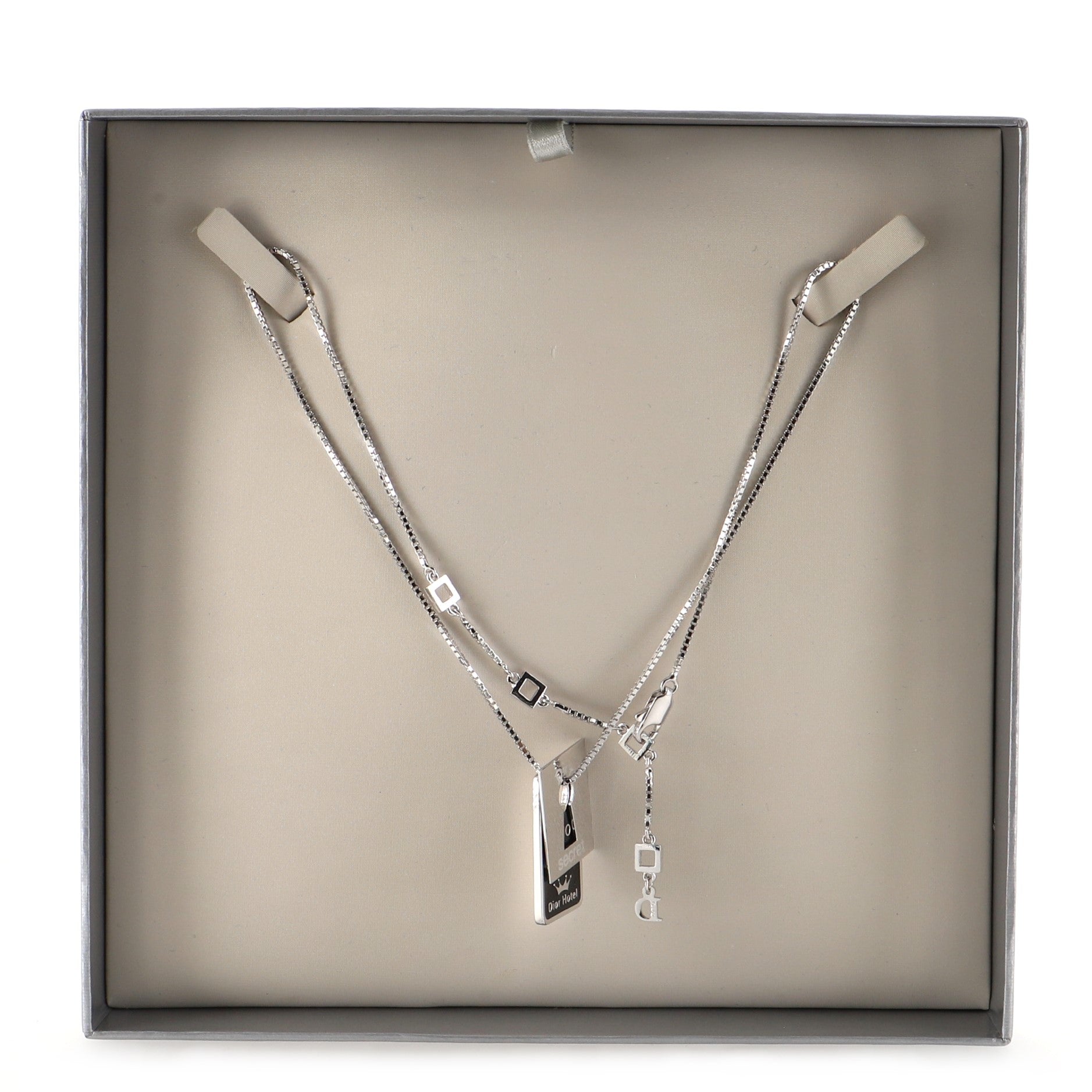 Dior Secret Tag Pendant Necklace Metal with Enamel