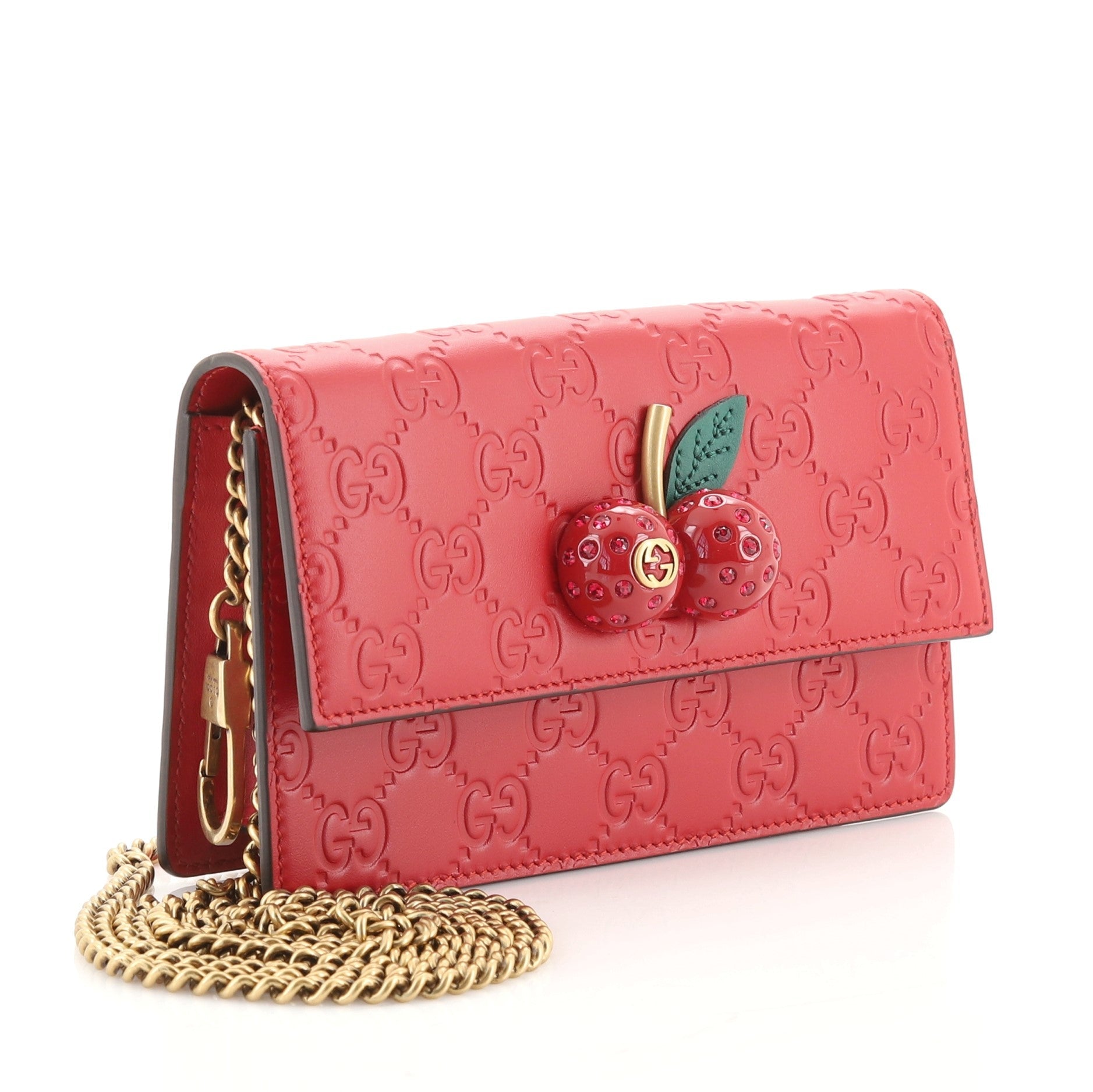 Cherries Wallet on Chain GG Coated Canvas Mini