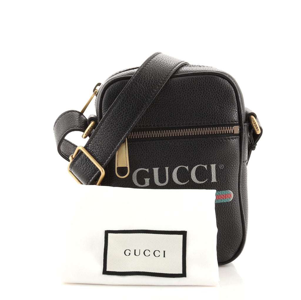 Logo Zip Messenger Bag Printed Leather Mini