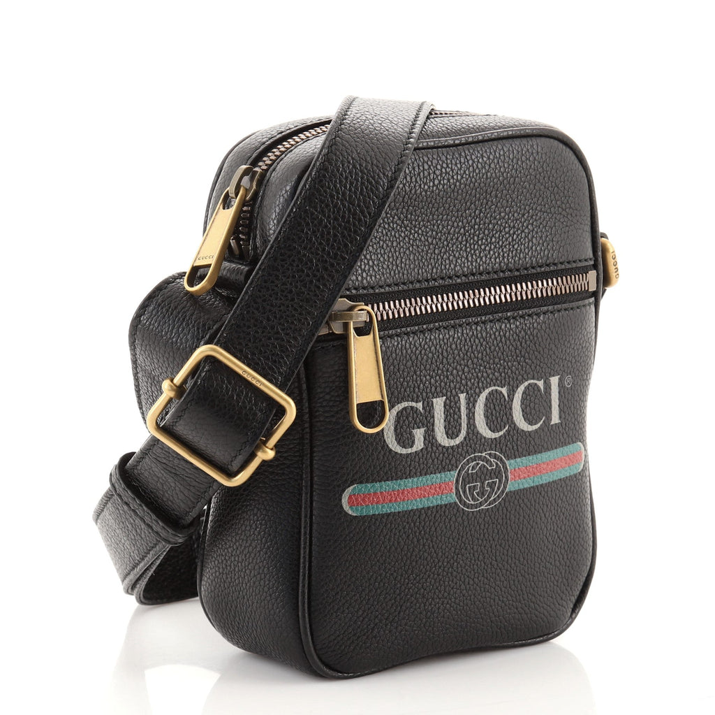 Logo Zip Messenger Bag Printed Leather Mini