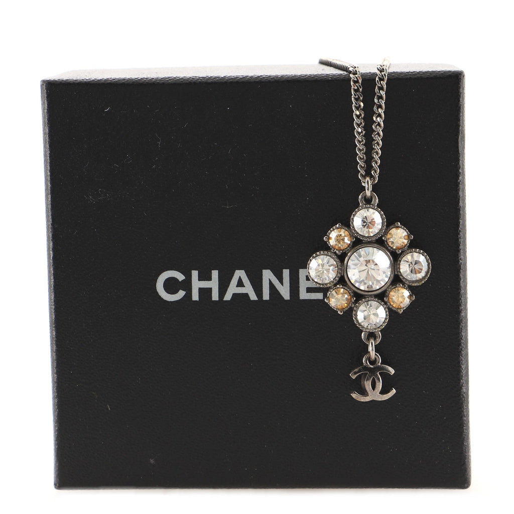 CC Cluster Pendant Necklace Crystal Embellished Metal