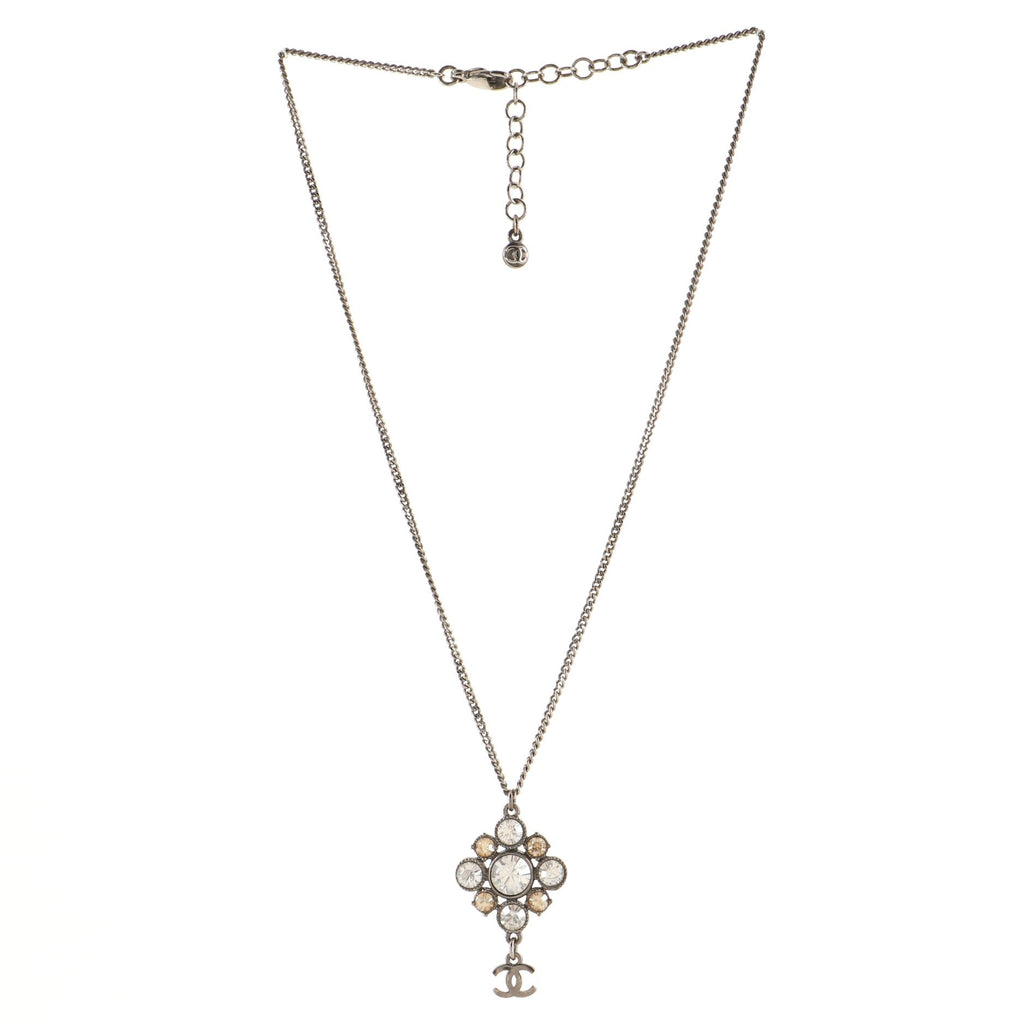 CC Cluster Pendant Necklace Crystal Embellished Metal