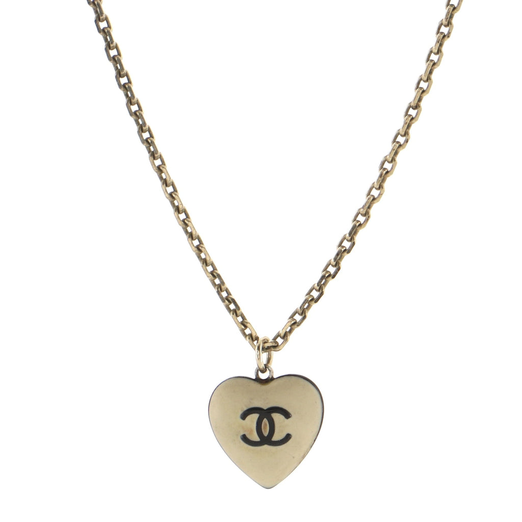 Camellia Heart Pendant Necklace Metal and Enamel