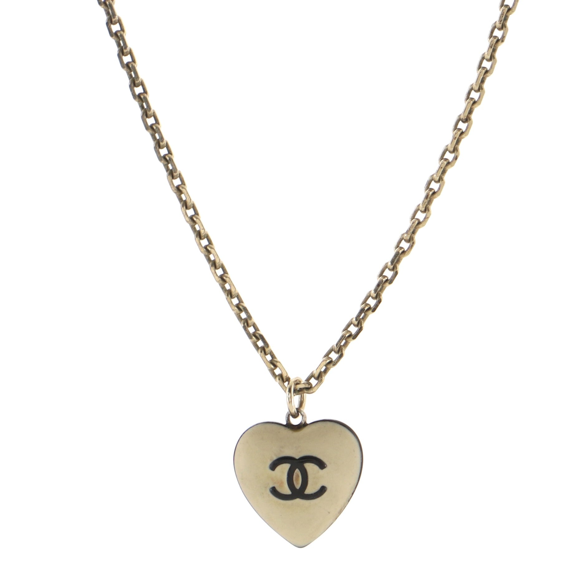 Camellia Heart Pendant Necklace Metal and Enamel