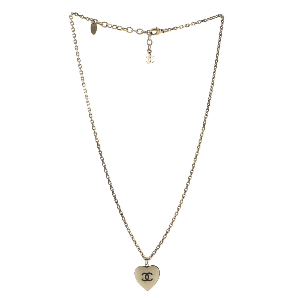 Camellia Heart Pendant Necklace Metal and Enamel