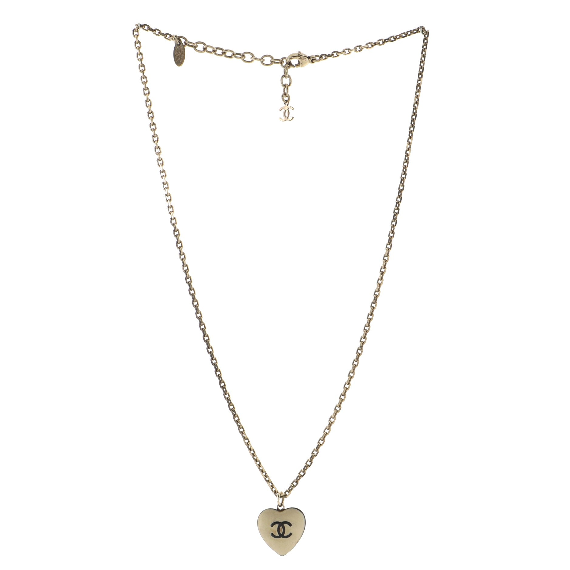 Camellia Heart Pendant Necklace Metal and Enamel