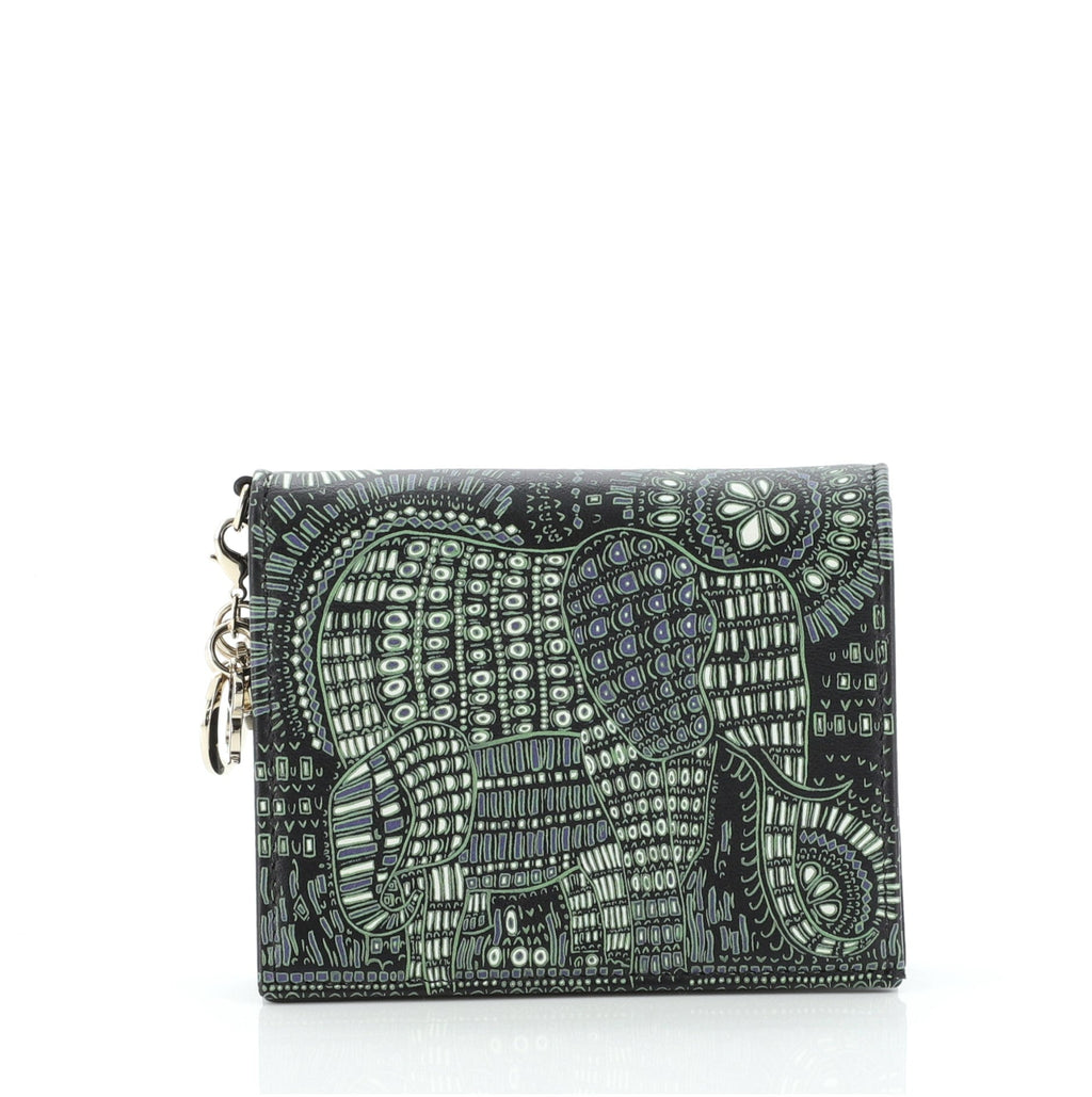 Lady Dior Flap Wallet Printed Leather Mini