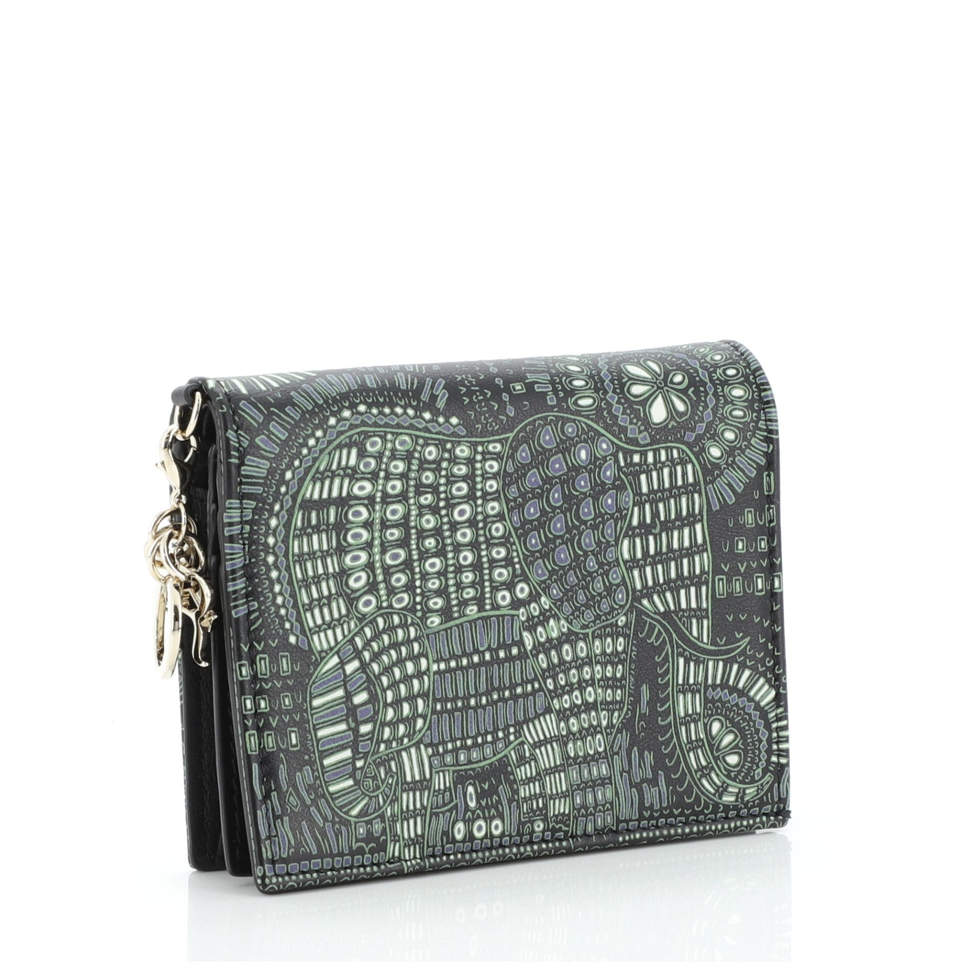Lady Dior Flap Wallet Printed Leather Mini