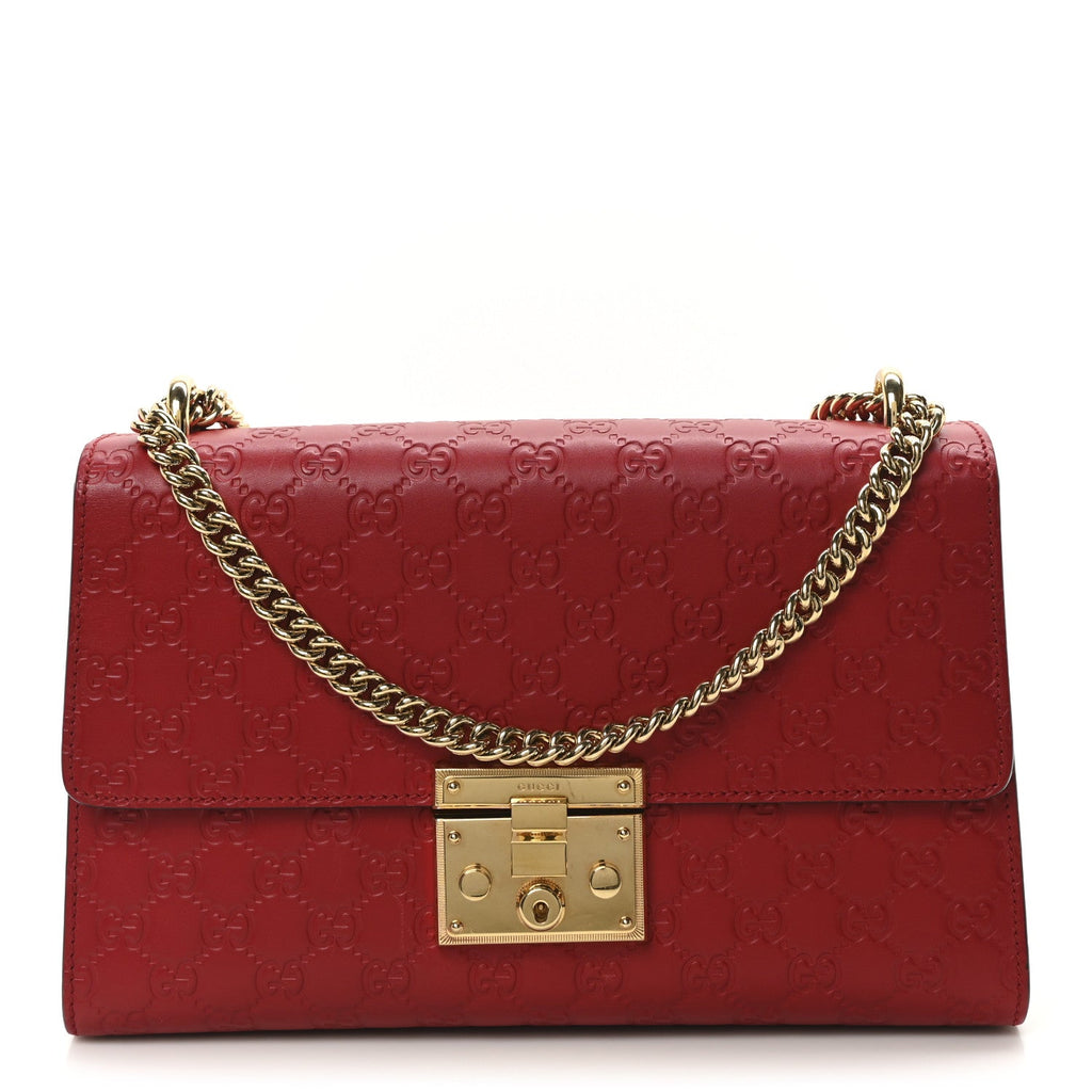 Guccissima Medium Padlock Shoulder Bag Hibiscus Red