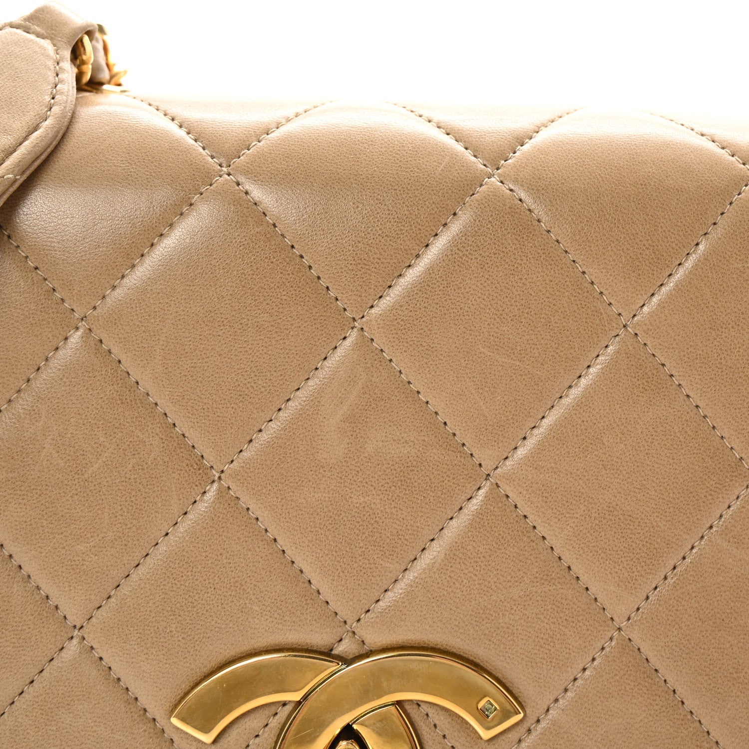 Lambskin Quilted Medium Square Flap Bag Beige