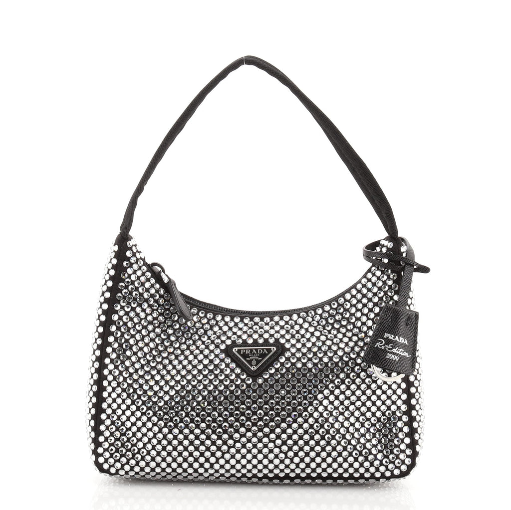Re-Edition 2000 Hobo Crystal Embellished Satin Mini