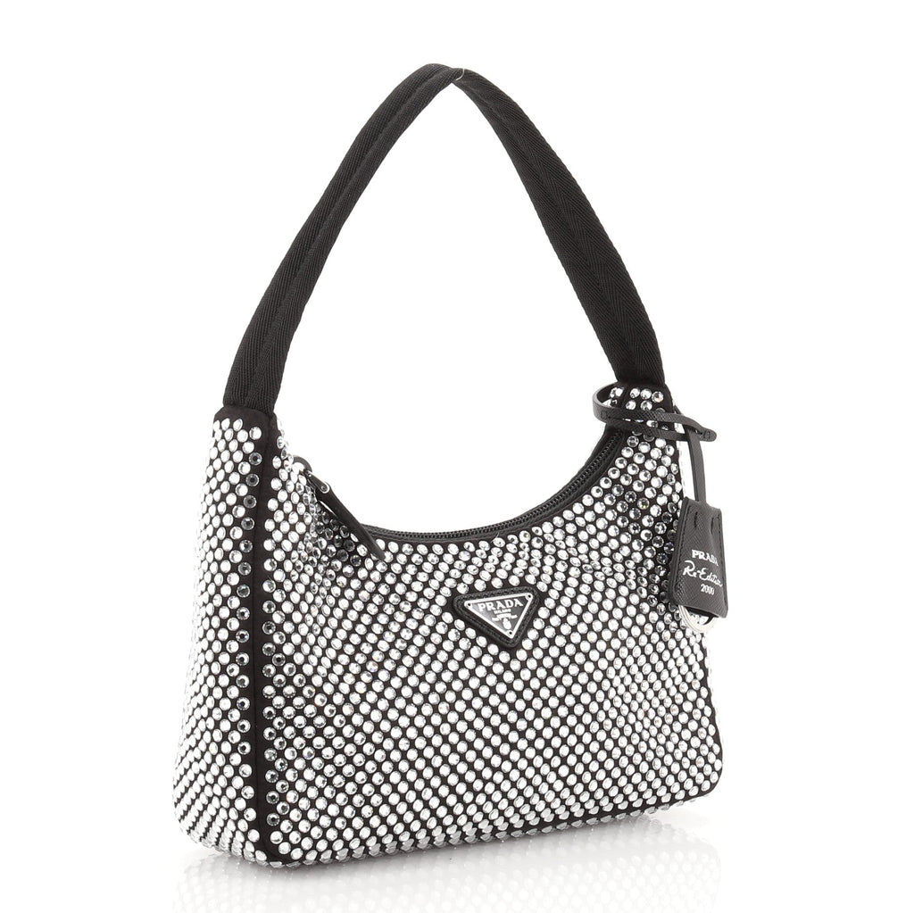 Re-Edition 2000 Hobo Crystal Embellished Satin Mini
