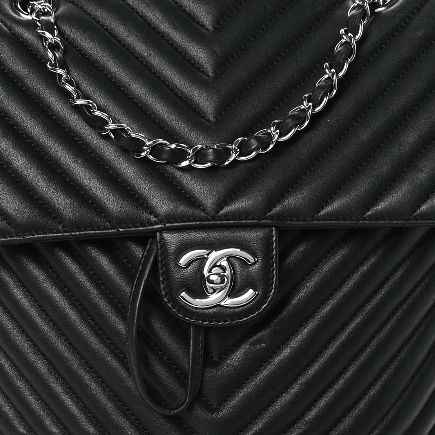 Calfskin Chevron Quilted Large Urban Spirit Backpack Black