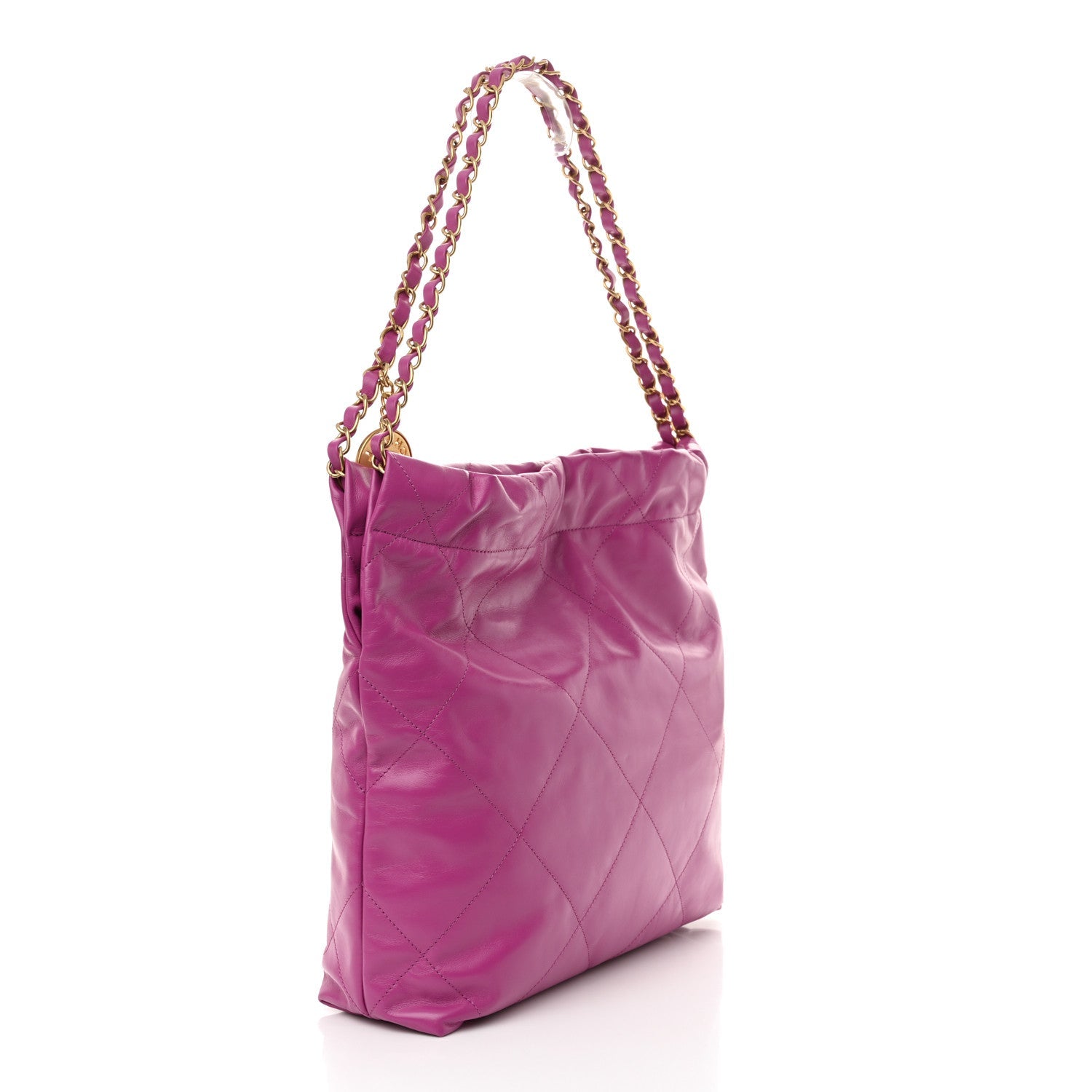 Shiny Calfskin Quilted Small Chanel 22 Purple