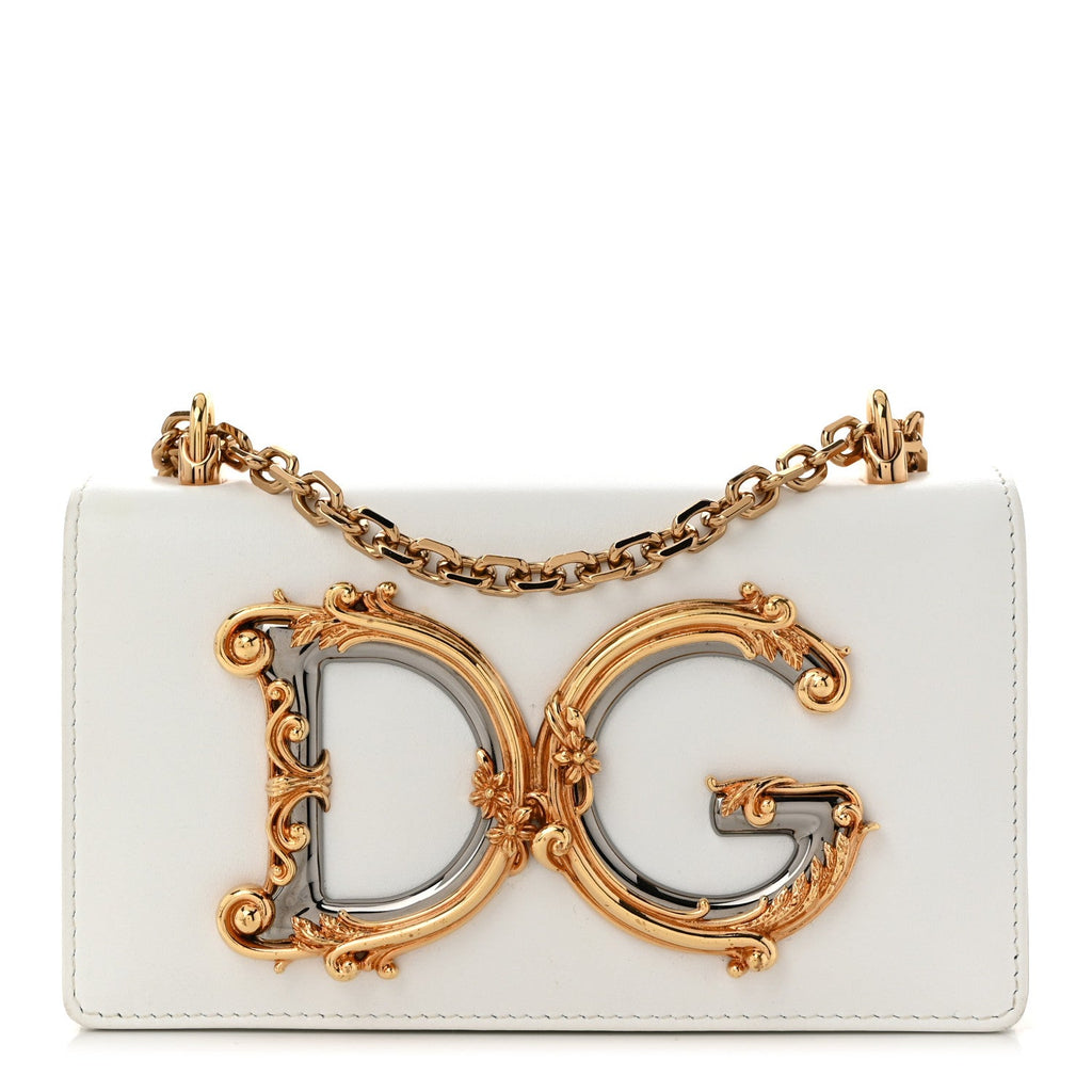 Nappa DG Girls Phone Shoulder Bag White