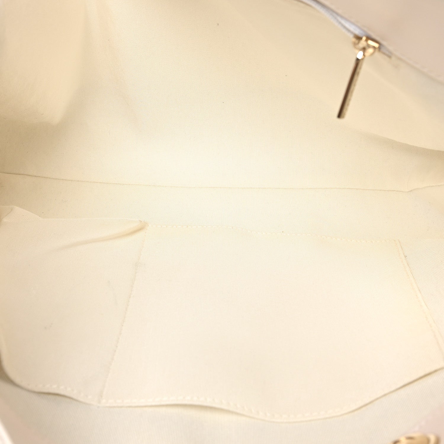 Glazed Calfskin Stitched Shopping Tote White
