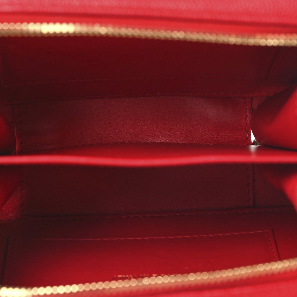 Caviar Quilted Filigree Vanity Clutch With Chain Red