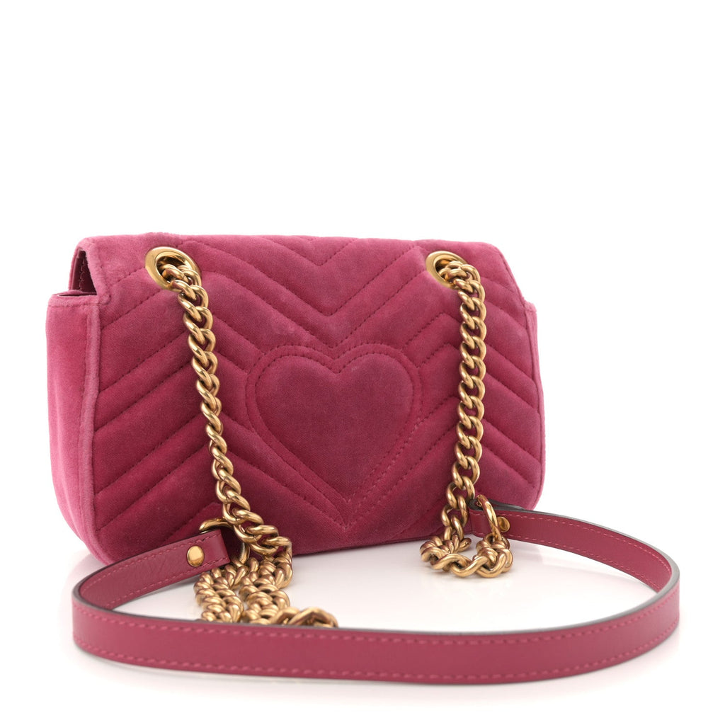 Velvet Matelasse Medium GG Marmont Shoulder Bag Light Raspberry Rose