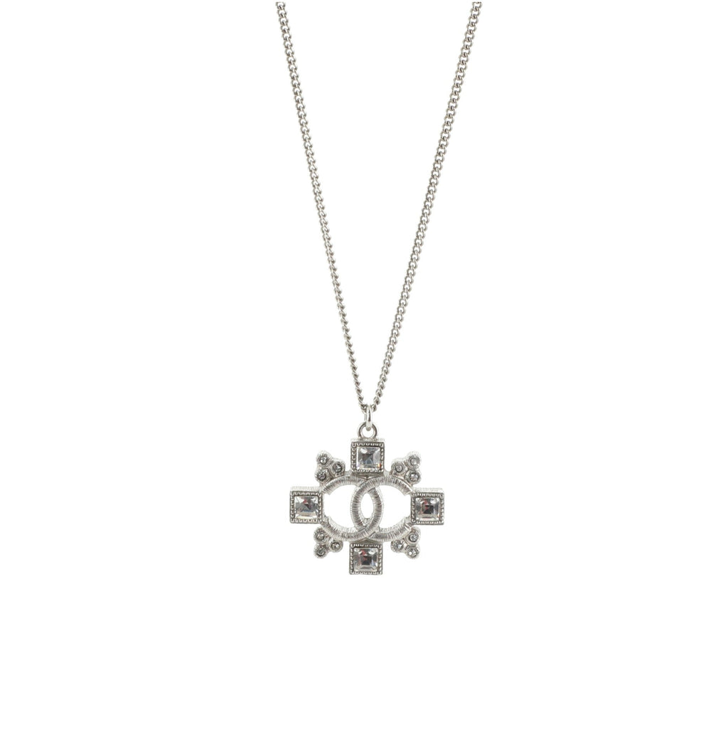 CC Cluster Pendant Necklace Crystal Embellished Metal