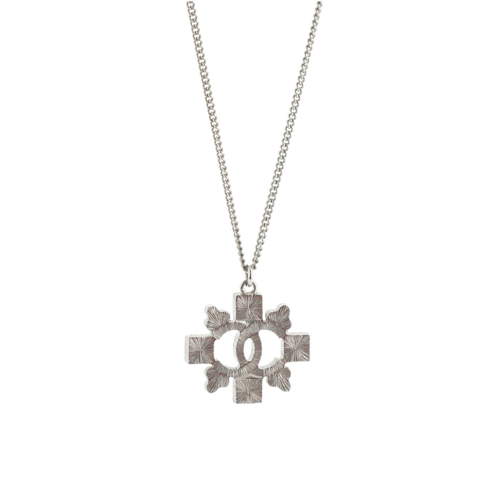 CC Cluster Pendant Necklace Crystal Embellished Metal