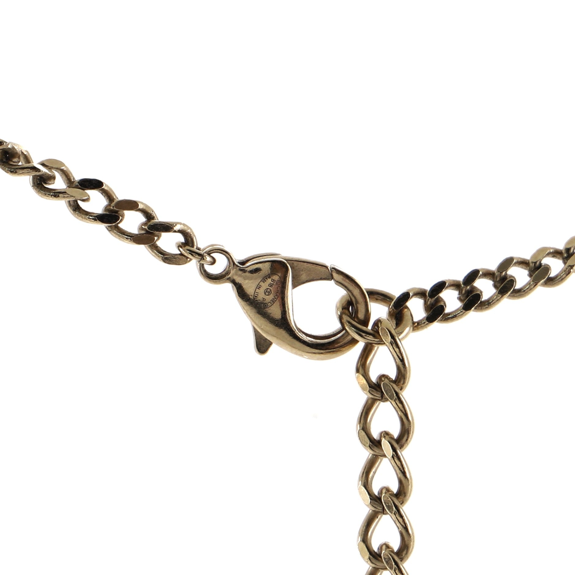 CC Woven Chain Heart Pendant Necklace Metal and Leather