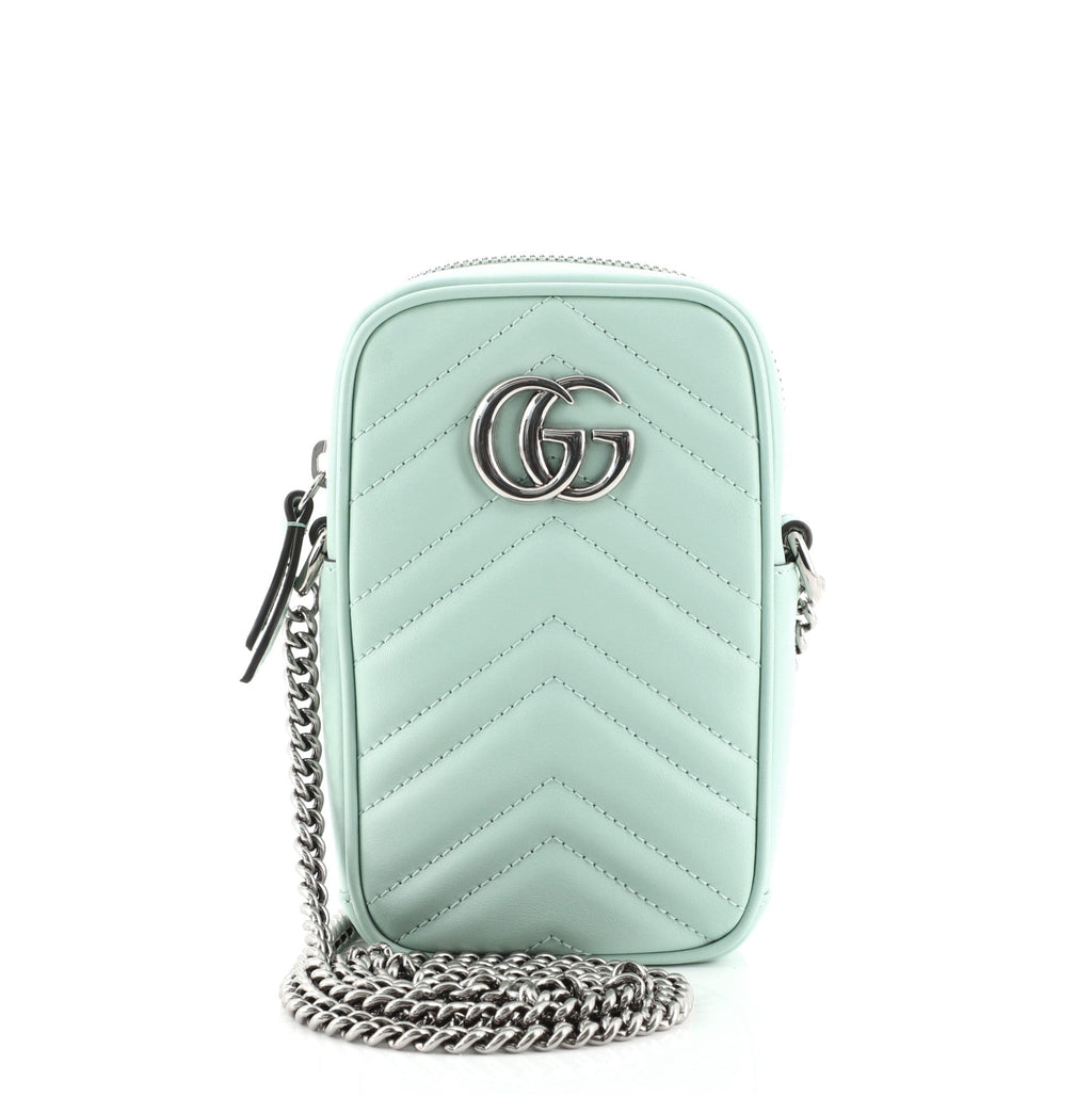 GG Marmont Vertical Phone Crossbody Bag Matelasse Leather Mini