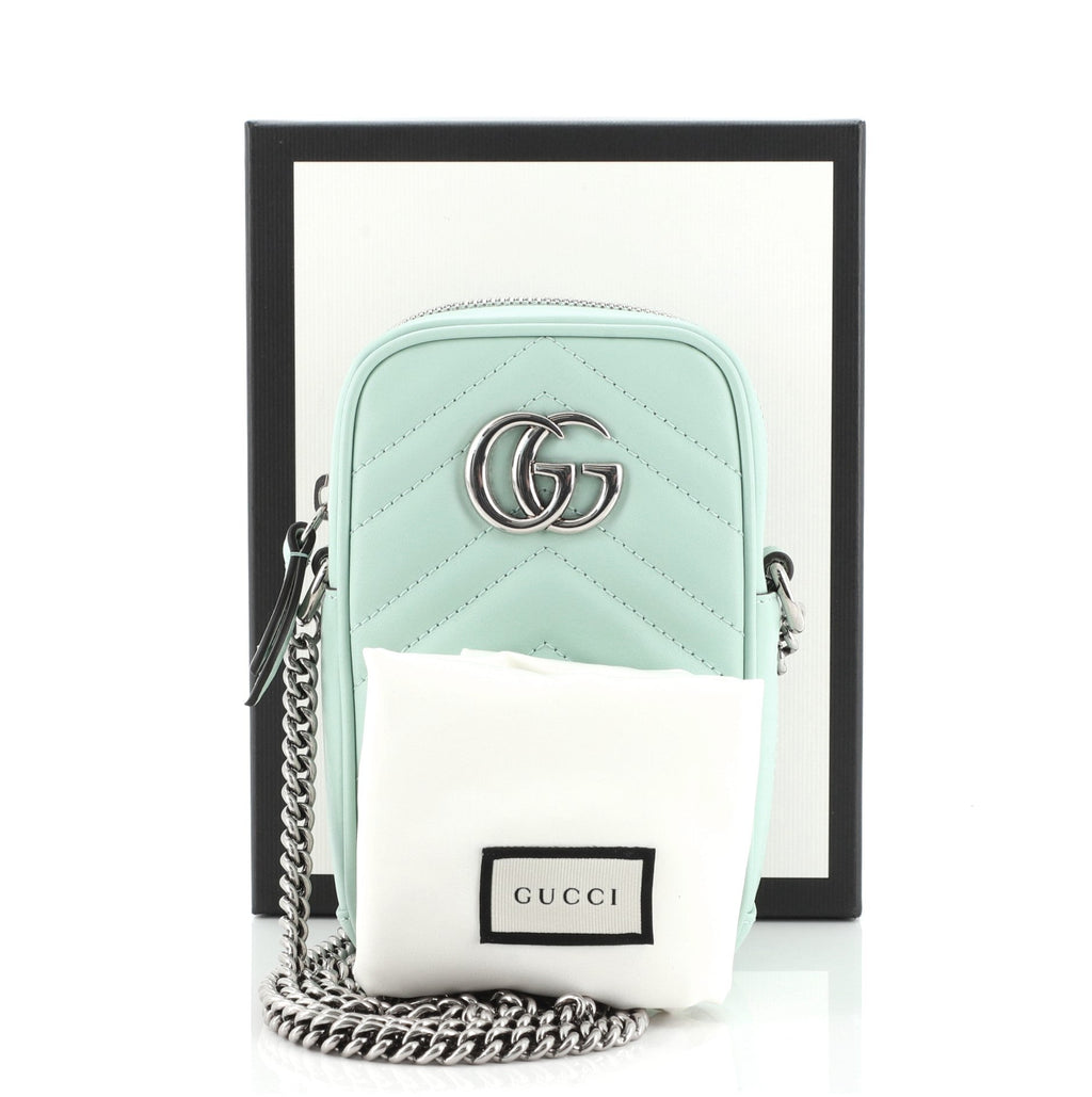 GG Marmont Vertical Phone Crossbody Bag Matelasse Leather Mini